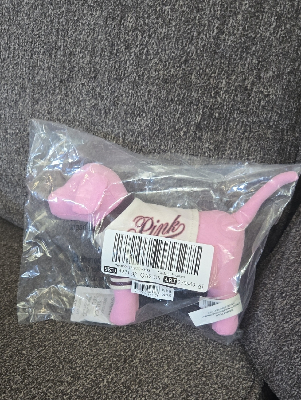 PINK Victoria's Secret Plush Dog Figure in Light Pink and White